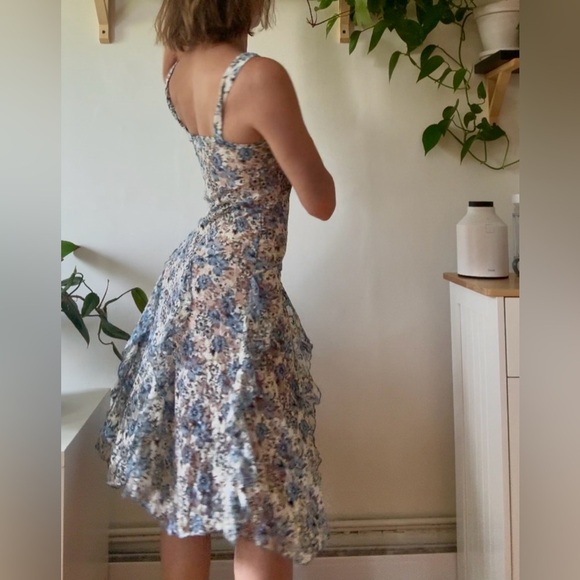 Vintage Blue Floral Lace Midi Dress – Fits XS–S - Picture 2 of 7